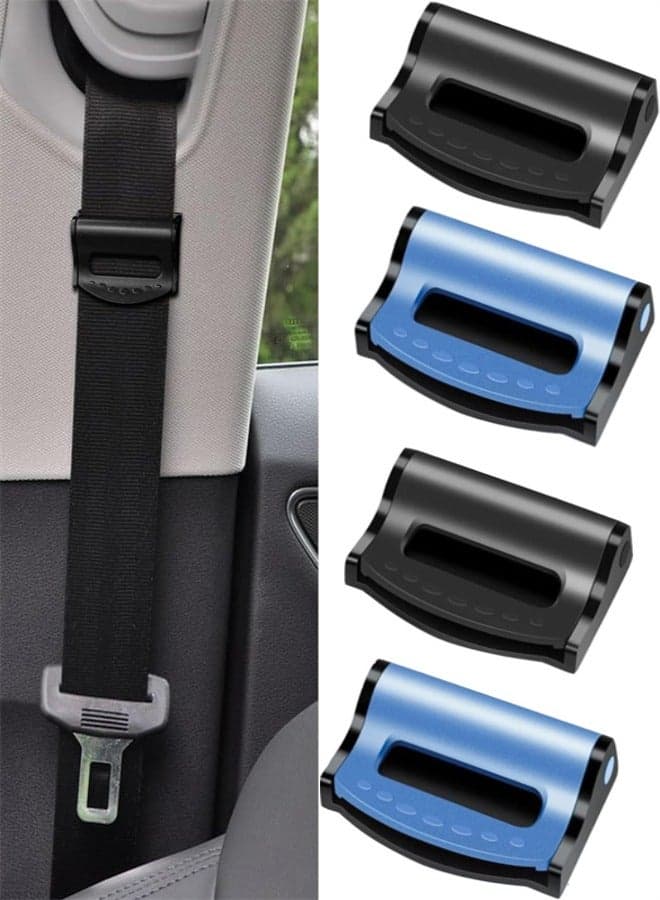 4Pcs Seat Belt Clip Adjuster, Universal Car Seatbelt Adjuster, Car Seat Belt Clip, Seat Belt Locking Clip for Comfort, Seat Belt Stopper(Black, Blue)