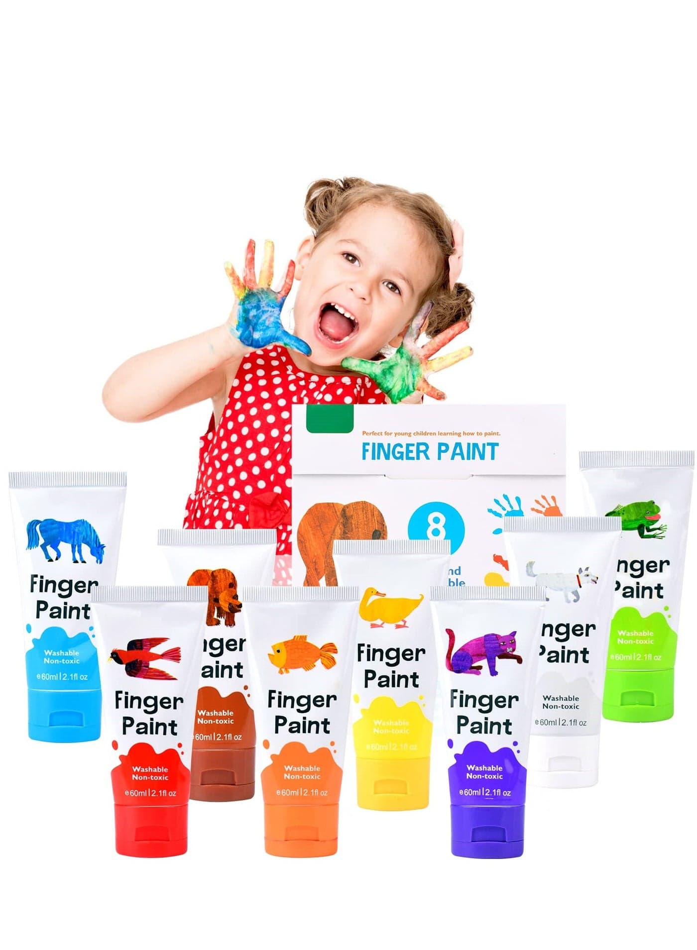 Finger Paints For Toddlers Non Toxic Washable Finger Paint Set For Kids Art Supplies For Kids My First Fingerpaint Kit Washable Paint For Kids Diy Crafts Painting (8 Color)