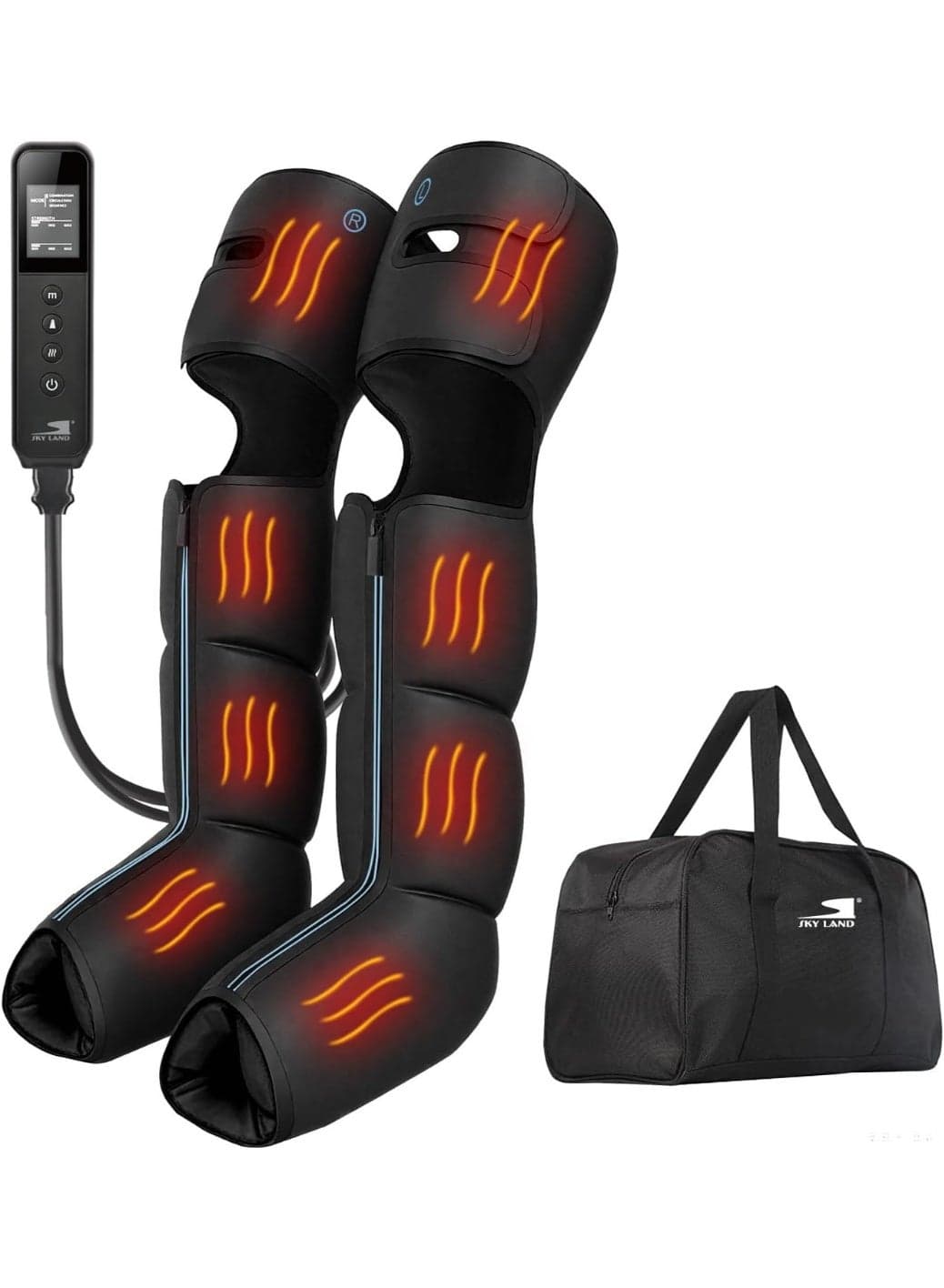 SKY LAND Air Compression Full Leg & Foot Massager with Heat – 3 Intensities, 3 Modes, 3 Heat Levels – Improves Circulation, Relieves Fatigue, Faster Muscle Recovery, Pain Relief – EM-2197