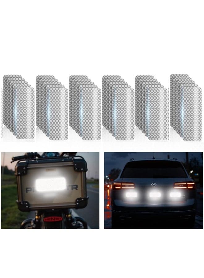 30 Pcs Super Reflection Reflective Stickers Made of 3M DG3, Safety Reflective Tape for Car Bike Mailbox Helmet, White Reflective Tape Outdoor Waterproof 3.15" X 1.18"/ 30cm X 80cm