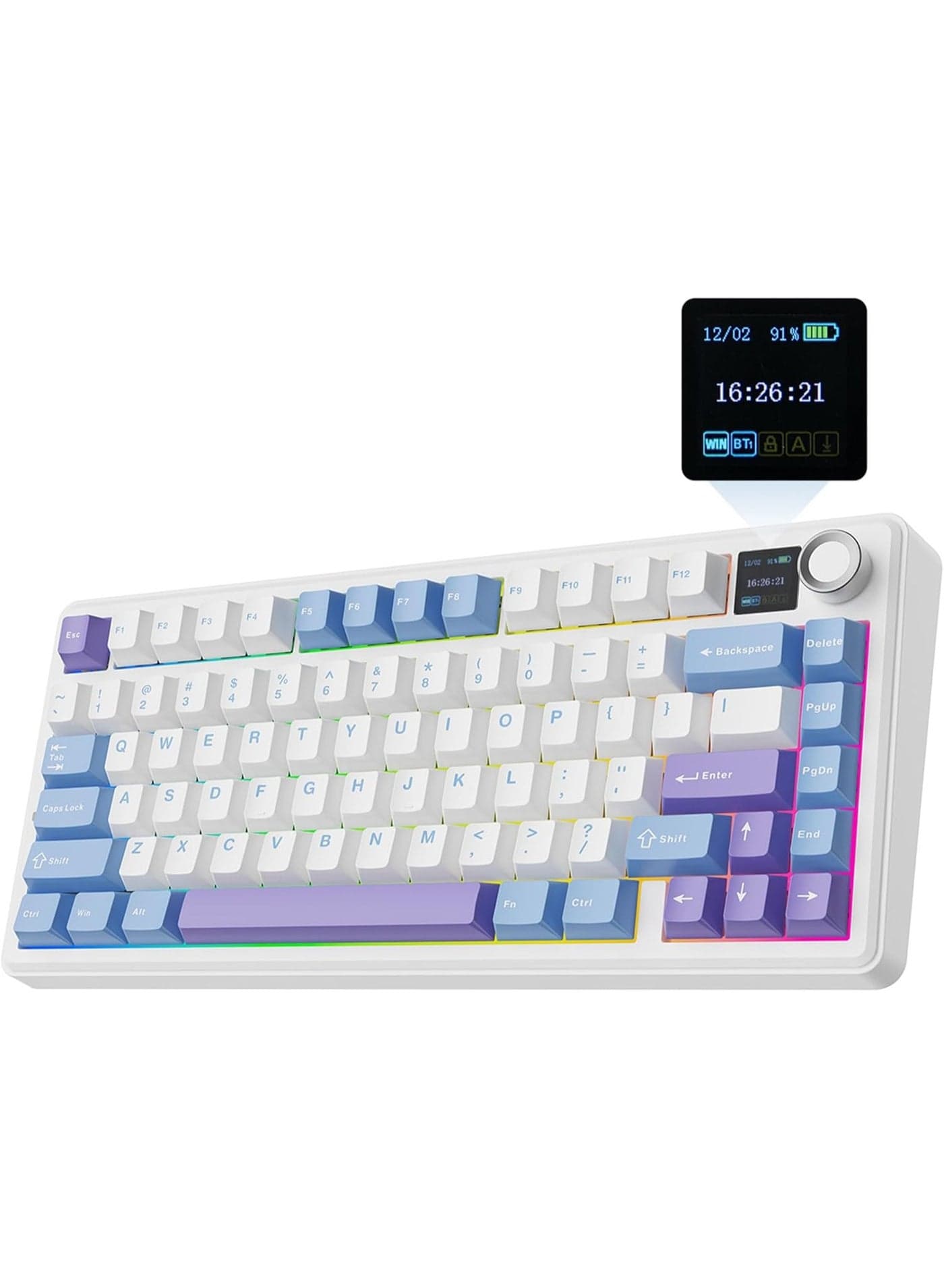 F75 MAX Tri-Mode Wireless Mechanical Gaming Keyboard with TFT Screen & Knob, Reaper Switch, Hot-Swappable Keys, Gasket Mount, 2.4GHz/BT5.0/USB-C, for PC/Mac/Office/Gaming