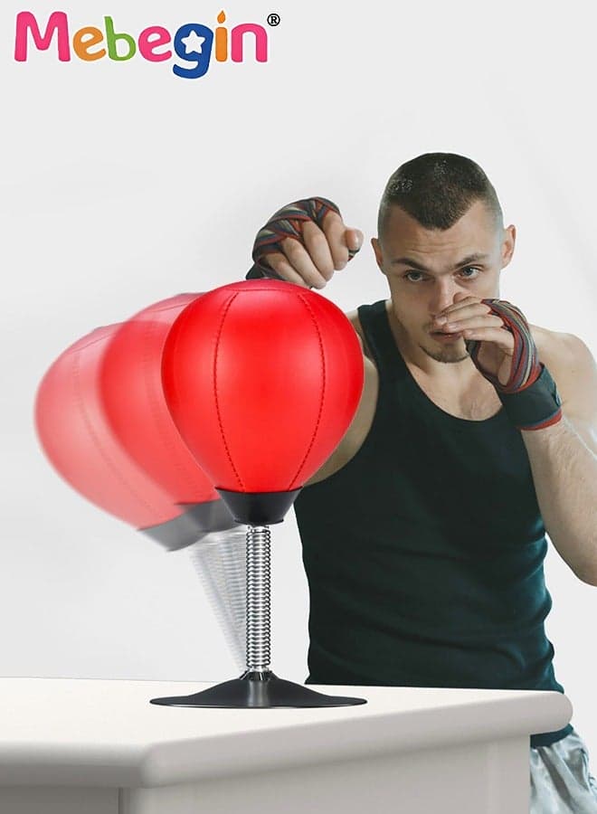 Desktop Punching Bag with Suction Cup Base and Adjustable Height Stand, Boxing Bag for Stress Relief, Creative Desk Toy, Fun Stress-relief Toy, Cool Stuff for Office, Easy to Assemble, Ideal Gifts for Coworkers, Friends and Kids