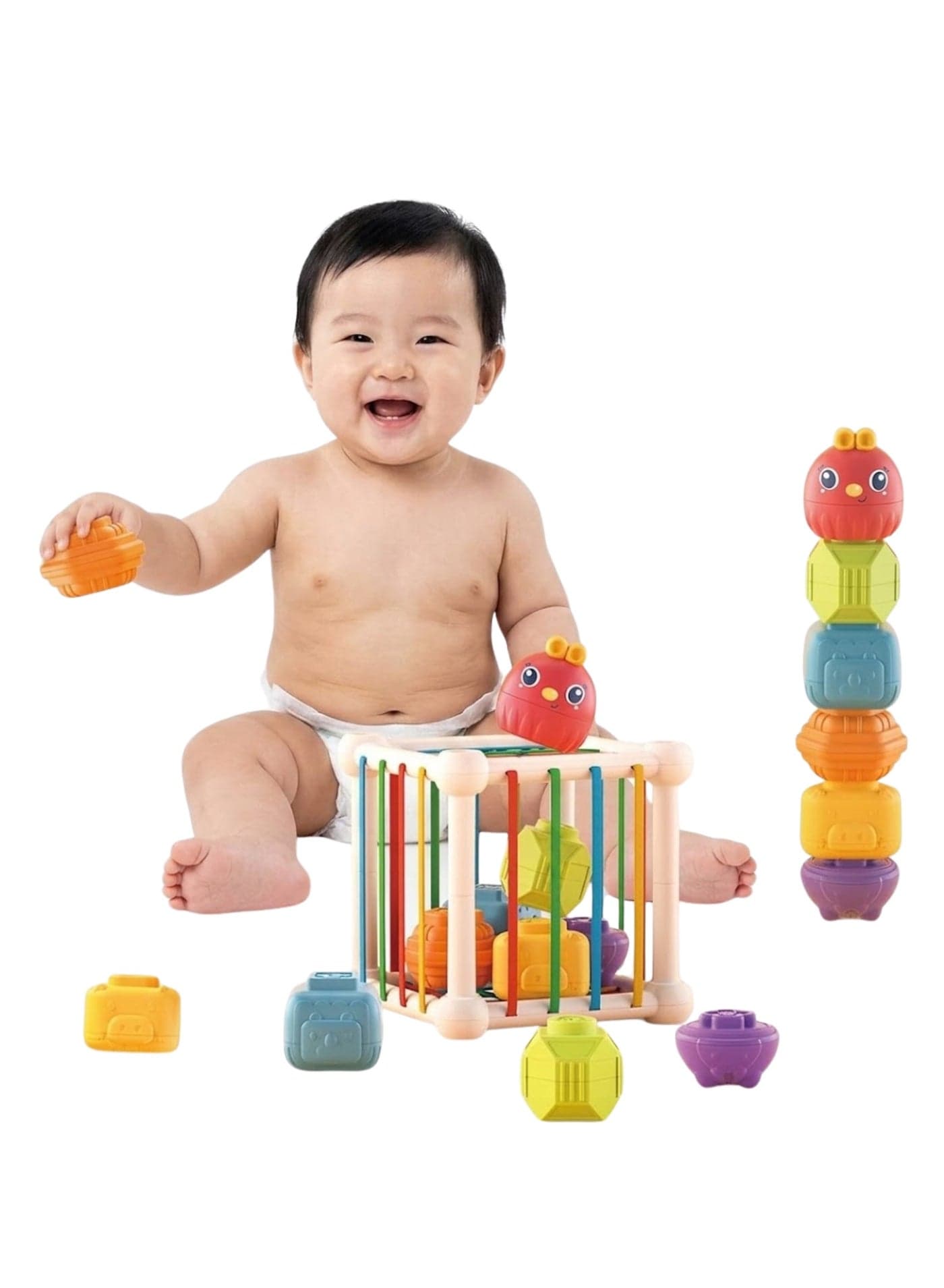 Montessori Baby Shape Sorter Toy – Colorful Sensory Cube with 6 Blocks | Educational Learning Toy for Toddlers 6-12-18 Months