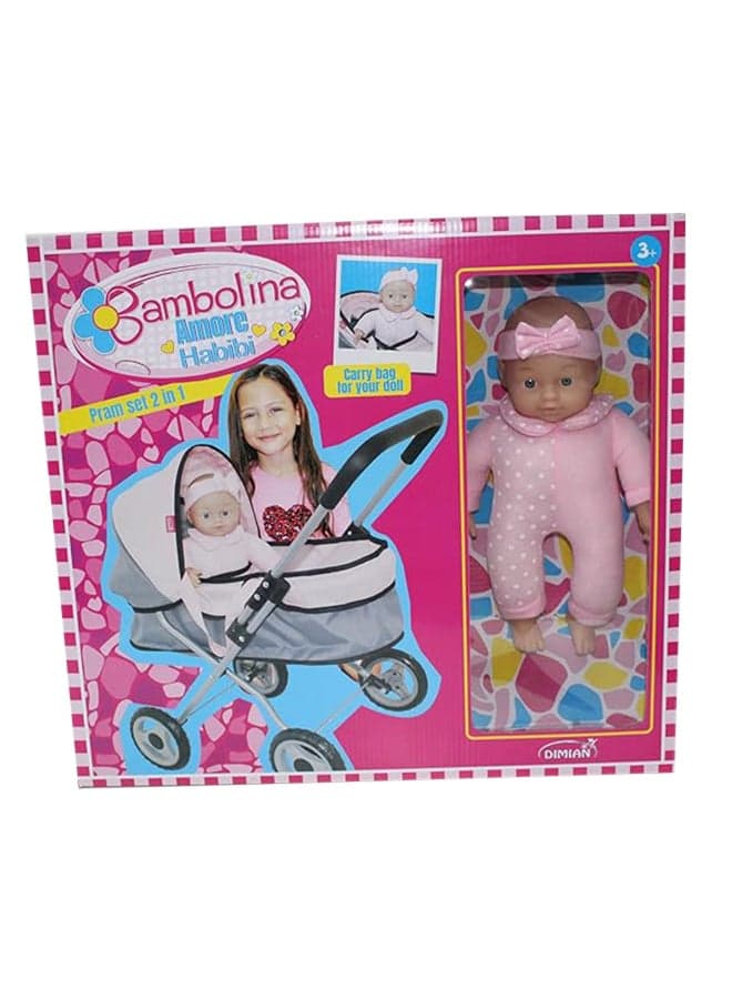 Bambolina Pram Set 2 In 1 With Doll