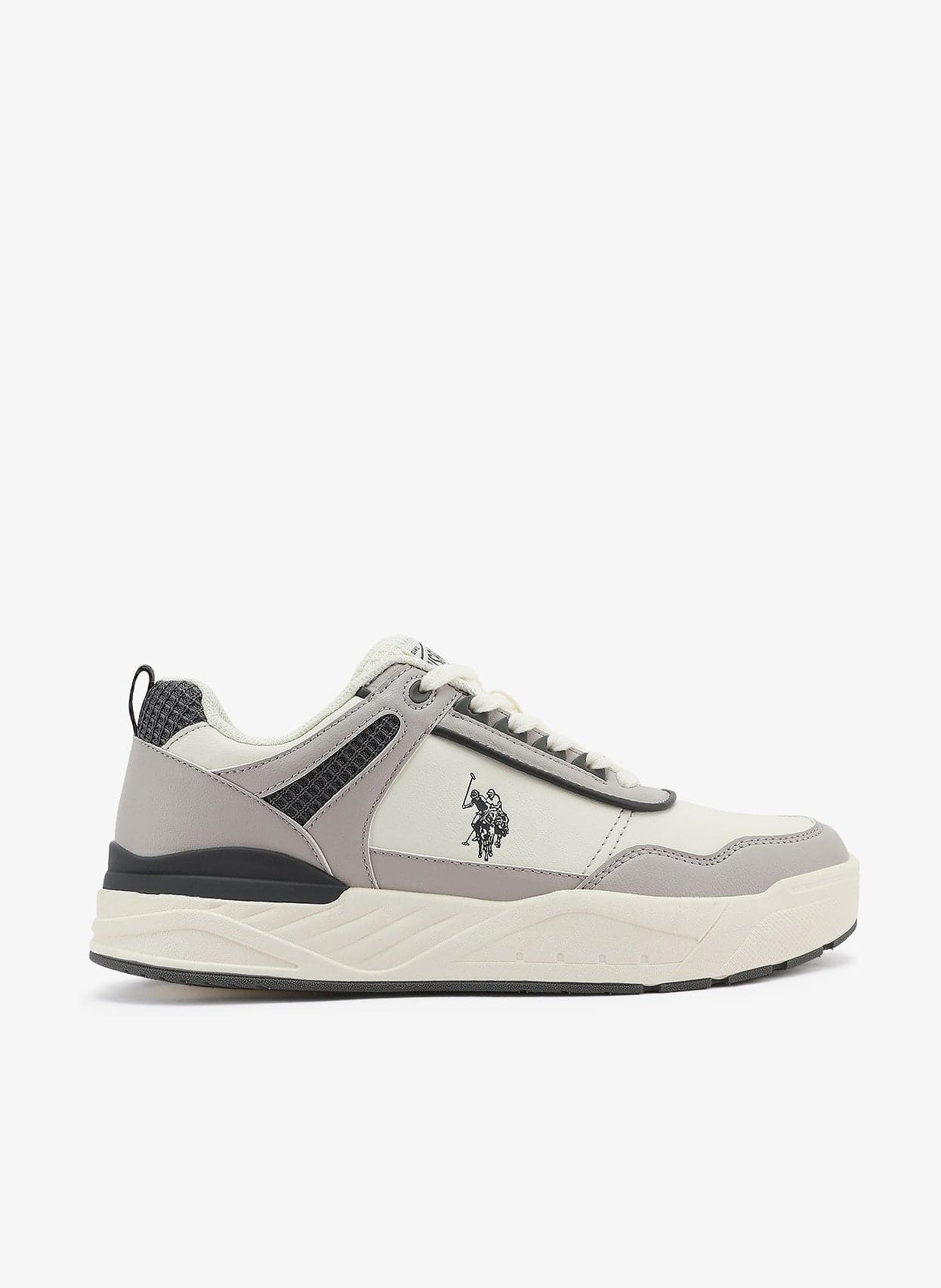 Men's White Low-Top Sneakers - Modern Design with Grey Accents Shoes, Durable and Stylish Casual Footwear