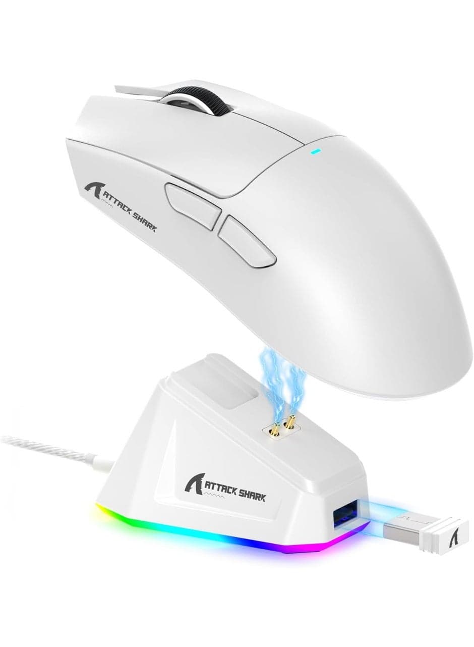 X11 Lightweight Wireless Gaming Mouse with RGB Charging Dock,Tri-Mode-2.4G/USB-C Wired/BT,22K DPI,PAW3311 Optical Sensor,HUYU Switch,5 programmable Buttons for PC/Mac(White)