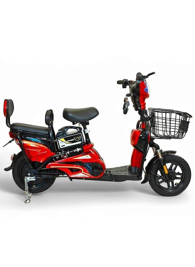M1 Electric Delivery Bike 400W Motor| 48V 12Ah Battery| 55KM/H Max Speed| Dual Seat| 14 Inches Tires| Front Grocery Basket| Remote Lock Unlock System|