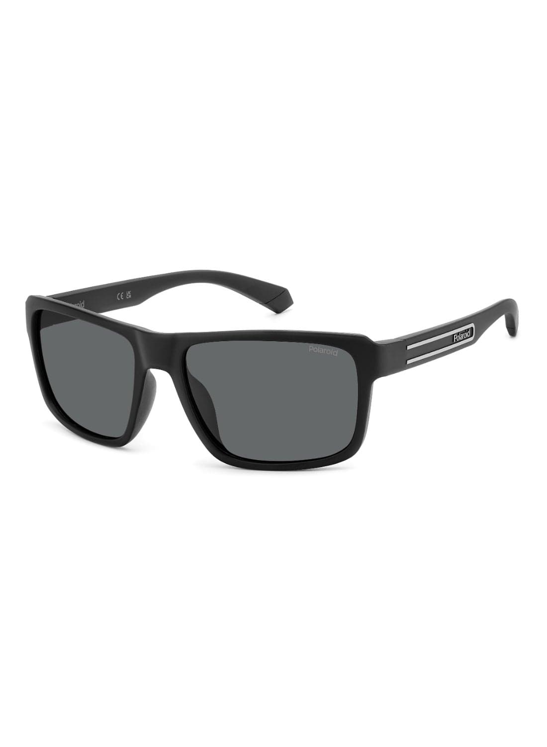 Men's Polarized Rectangular Shape Sunglasses PLD 2158/S GREY 42 - Lens Size: 42.4 Mm - Black