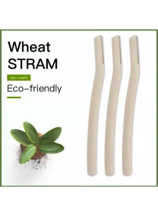 3 Pcs Eyebrow Razor Set Face Razor Eyebrow Shaper Recycled Wheat Straw Material Face Facial Razors Biodegradable Eyebrow Razor Eco Friendly Facial Hair Remover Stainless Steel Brow Razor
