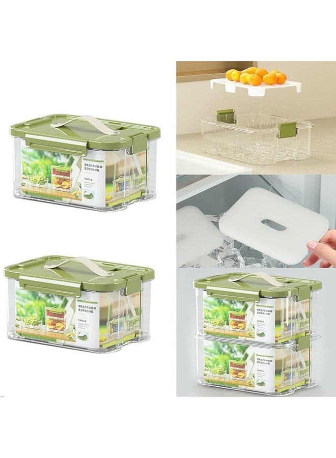 2 Pack Glass Food Storage Containers with Lids,Reusable Meal Prep Container, Stackable Fridge Organizer Box Airtight Food Storage Containers Keep Fruits Vegetables(2000ML)