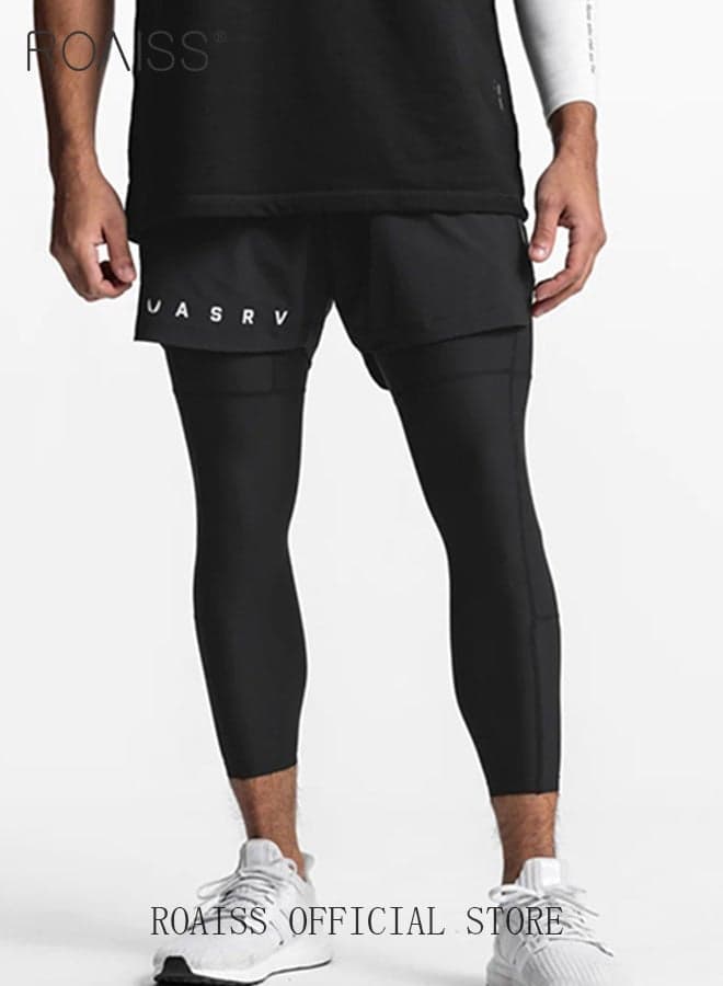 Men Stretch Basketball Pants with Mesh Design Anti Exposure Breathable and Comfortable Outdoor Sports Cropped Breathable Fabric Quick Drying
