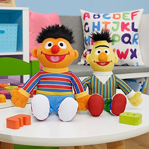 Sesame Street Friends Bert and Ernie 8inch 2piece Sustainable Plush Stuffed Animals Set Kids Toys for Ages 18 Month by Just Play
