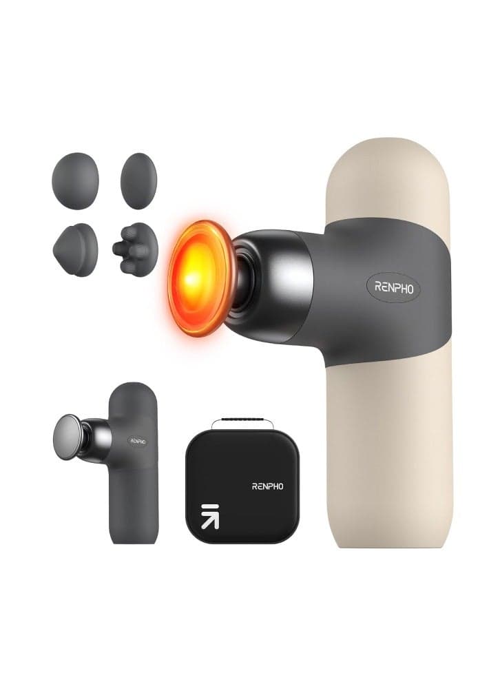 RENPHO Mini Thermal Massage Gun with Heat Function Mini Massage Gun Portable Fashionable Percussion Massager with Coloured Silicone Sleeves Travel Size with Carry Bag for Muscle Massage