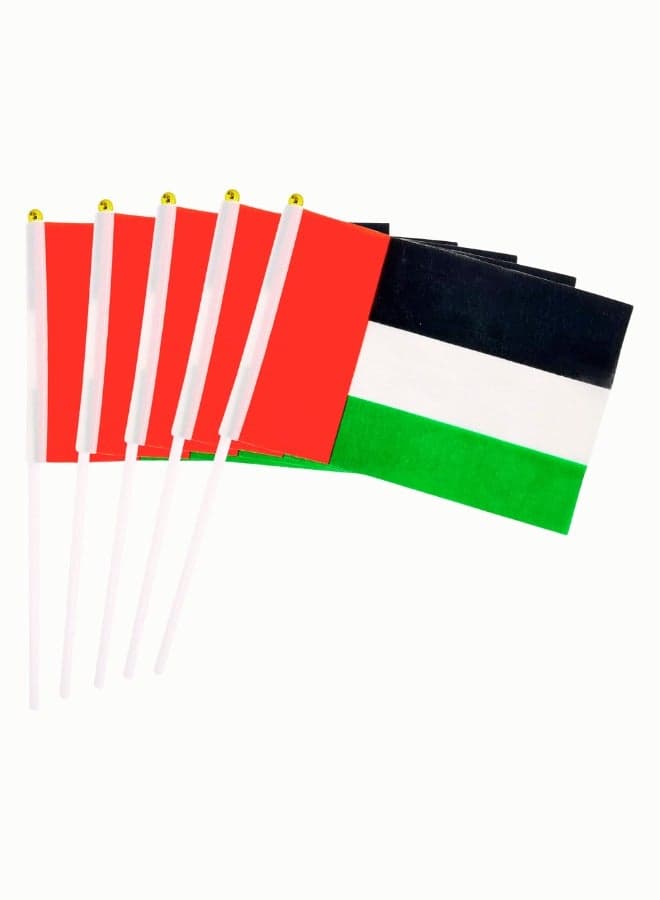 5 Pack Hand Held Small Mini Flag UAE Emirati Flag Stick Flag Round Top National Country Flags Party Decorations Supplies For Parades,World Cup Festival Events International Festival