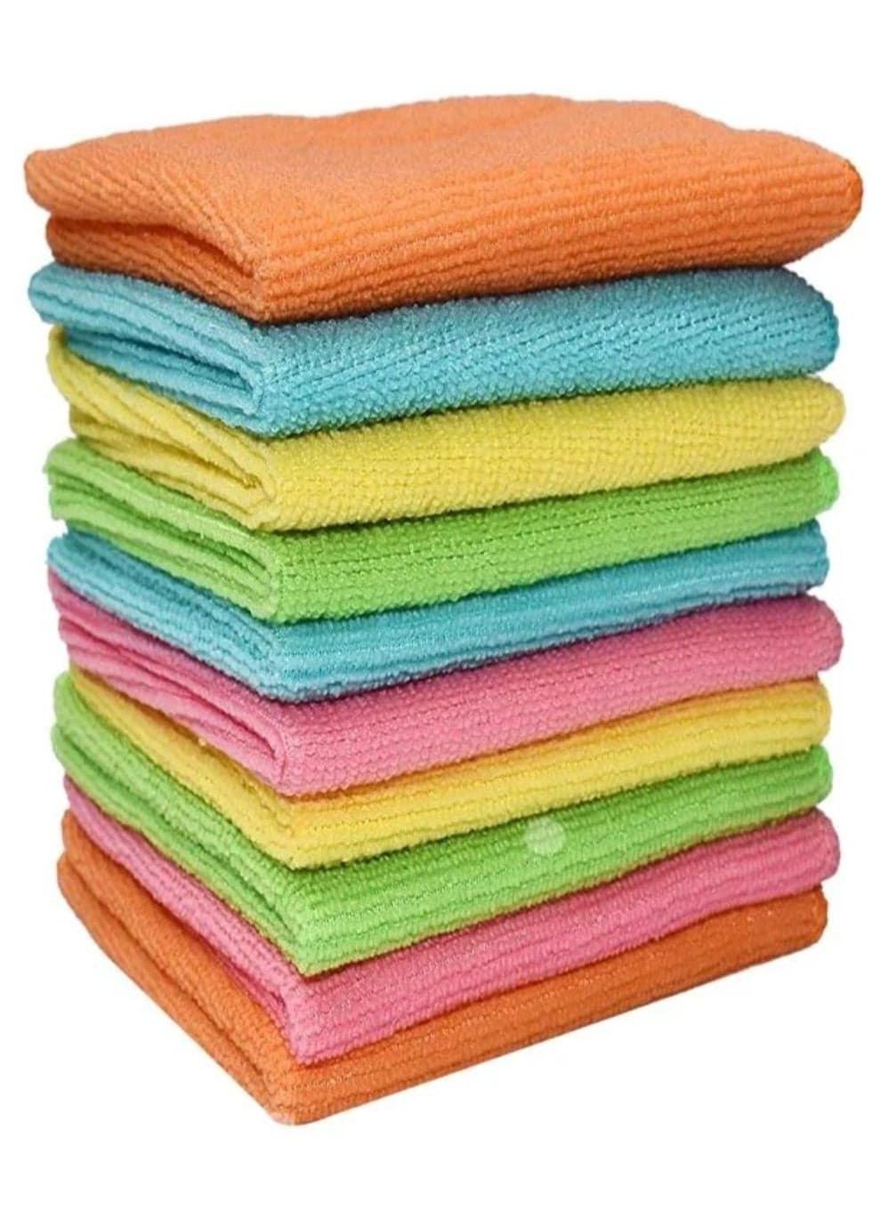 HERIOS Microfiber Cleaning Cloth – Ultra-Absorbent Towel, Lint-Free, Multi-Color – Pack of 10 for Home, Kitchen & Car Polishing, Drying, Buffing & Detailing