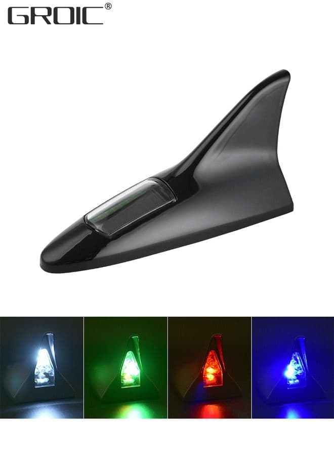 Shark Fin Antenna,Solar Power Shark Fin 8 LED Warning Light Shark Fin Antenna Cover for Car Decoration & Enhance The Signal
