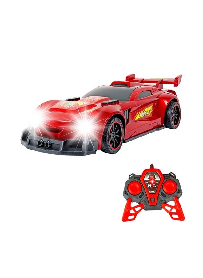 Kool Speed 1:10 Scale LED Light-Up Red Remote Control Racing Car – 2.4G High-Speed Remote-Controlled Car with Dynamic Lights, Durable Construction & Powerful Motor, Indoor & Outdoor Fun, Perfect for Kids Aged 3+