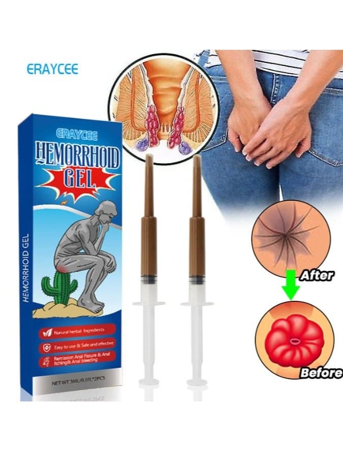 Hemorrhoids Gel Soothing Relief with Natural Ingredients Fast Acting Formula For Hemorrhoid Discomfort 2 PCS Each Pcs 3ml