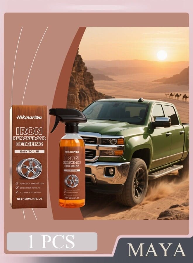 Hikmarion Iron Remover & Decon Spray – pH Neutral Car Detailing Spray, Color-Changing Formula for Brake Dust, Fallout & Rust Removal on Wheels, Paint & All Exterior Surfaces, 120ml Professional Solution