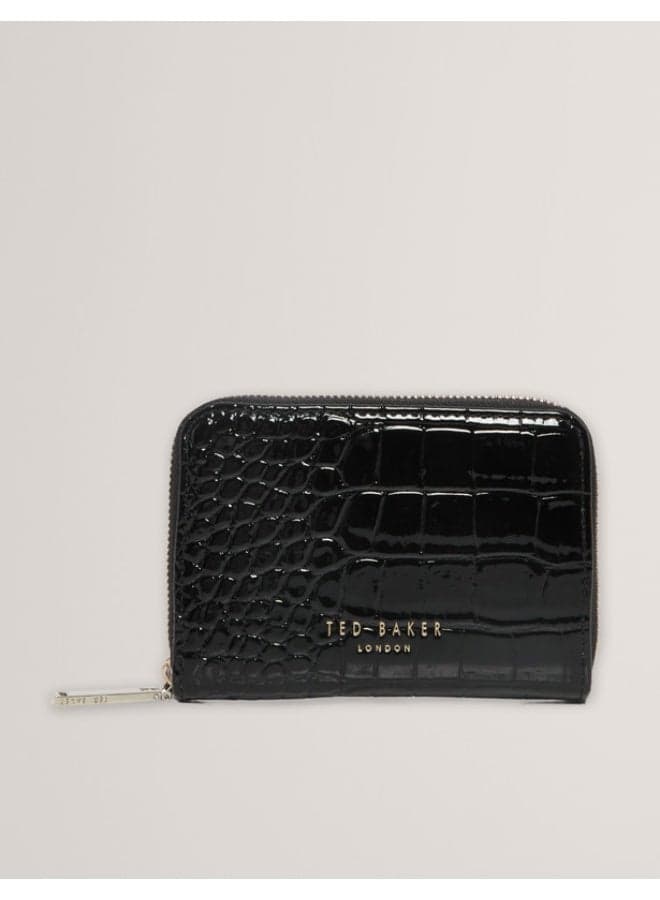 Croc Effect Small Zip Around Wallet