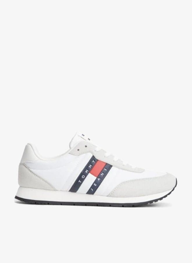 Mixed Texture Contrast Heel Trainers