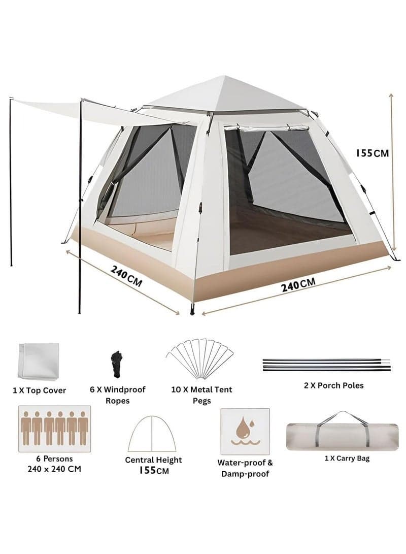 Camping Tent - 5-8 Person Family Tent Instant Easy Set up Tent with Carry Bag, Waterproof Windproof Pop Up Tent for Camping, Hiking, Mountaineering