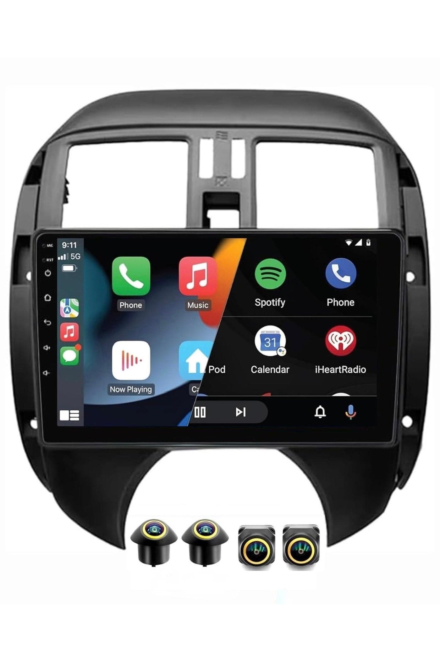 Android Car Stereo for Nissan Sunny Versa 2008-2013 4GB RAM 64GB ROM Support Carplay, M-Link Wi-Fi BT, Radio GPS, 10 Inch IPS.QLED, Fast interface, Touch Screen with 360D Camera Included