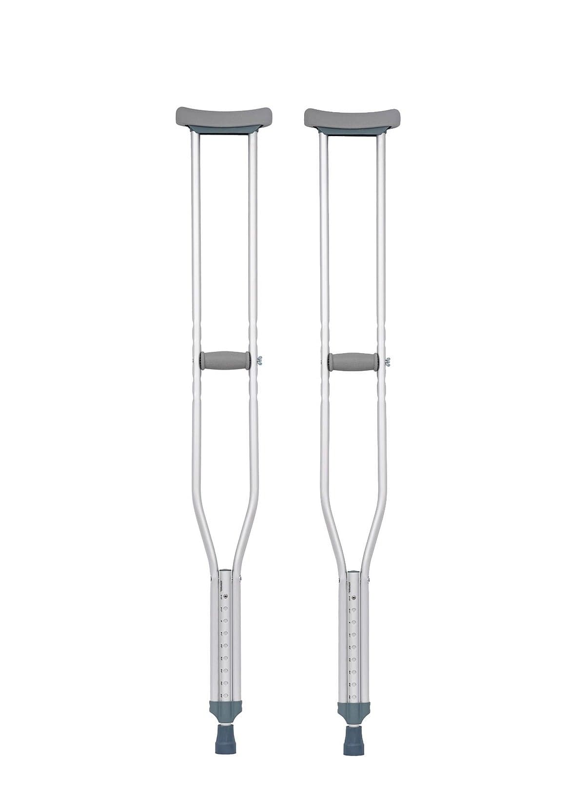Adjustable Height Aluminium Medical Underarm Crutches Suitable For Adults Seniors Elderly Patients - Small (Pack of 2)