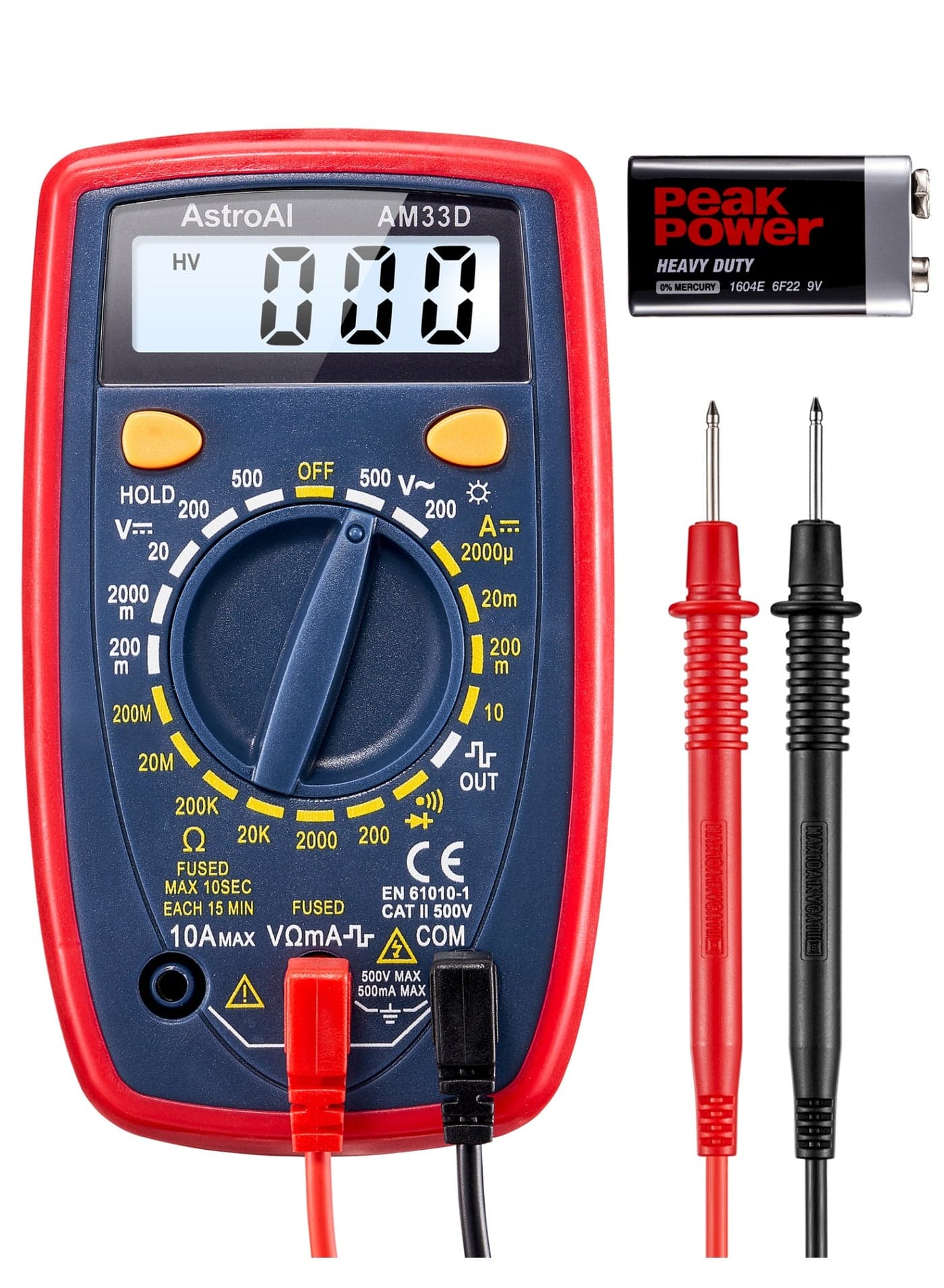 AstroAI Digital Multimeter Voltmeter Ohmmeter Ammeter Multi Tester Meter with Backlit LCD Electronic Test Meter Measures Voltage, Current, Resistance; Tests Continuity, Diode