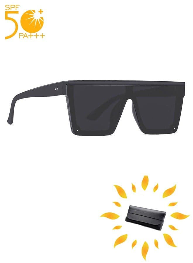 Oversized Square Trendy Sunglasses Womens Mens Futuristic Flat Top Visor Shades,UV400 Protection Sun Glasses,Fashion Anti-Glare Glasses for Men Driving, Fishing, Golfing, Traveling
