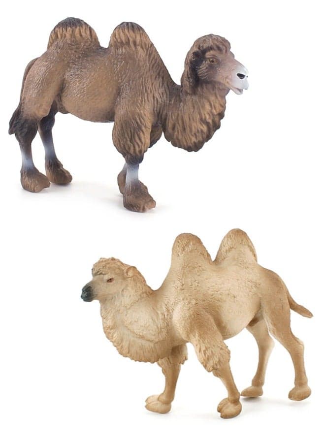 2-Pack Desert Camel Solid Static Model Figurine Toy Set, Hand-Painted Realistic Bactrian Camels, Eco-Friendly PVC Material, Animal Toys for Decoration & Education