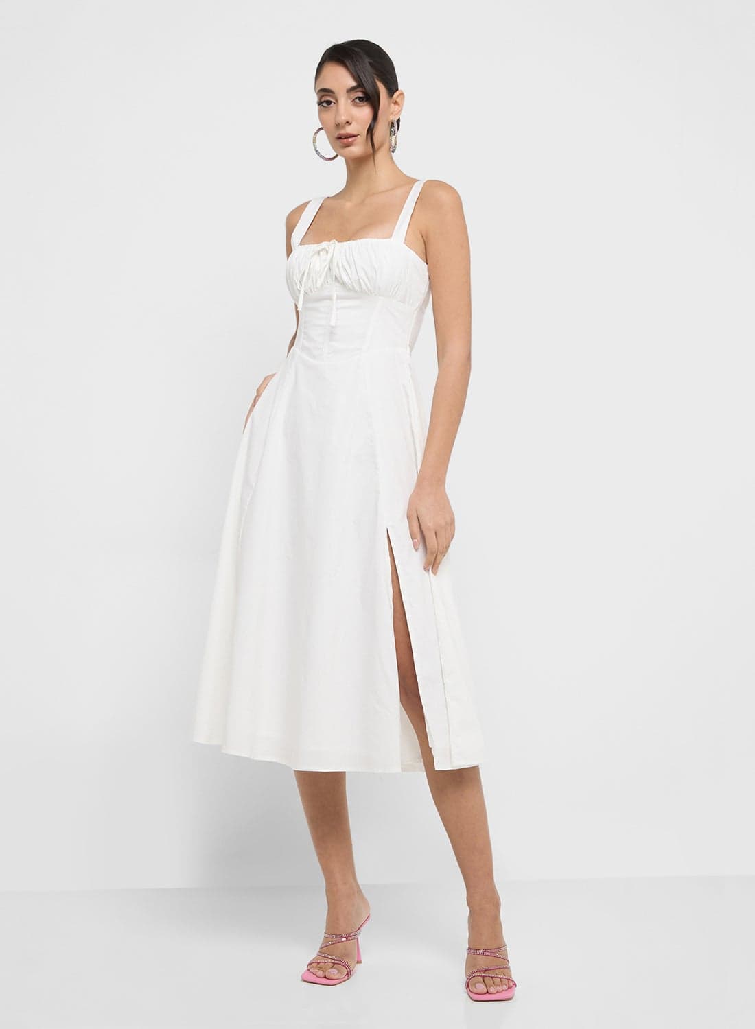 White Cotton Midi Dress