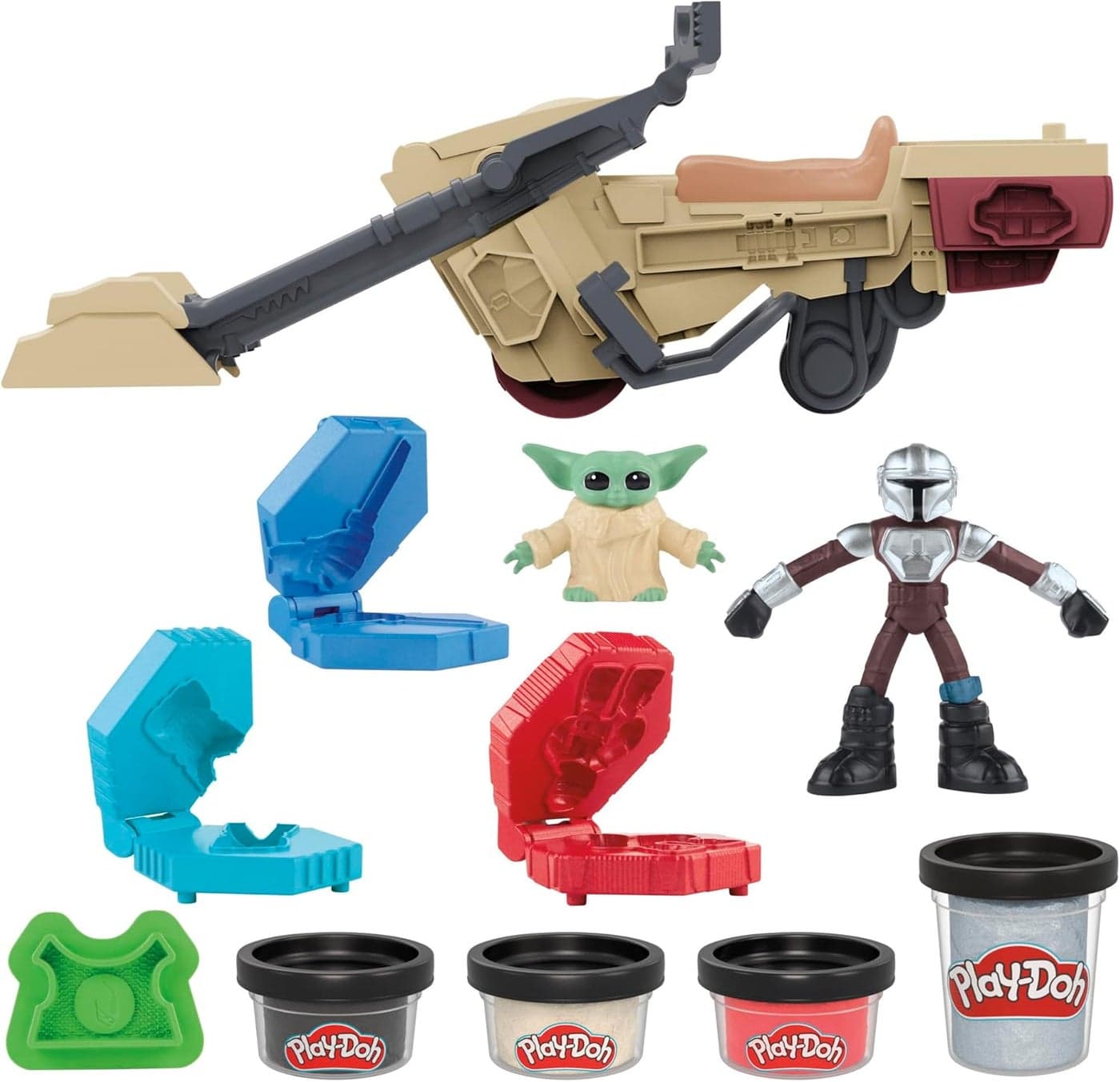 0STAR WARS: THE MANDALORIAN Launching Speeder Playset with Grogu & Mando Action Figures