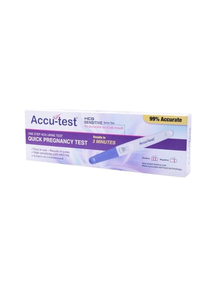 Accu-Test Hcg Urine Pregnancy Test – Quick And Accurate Results In 3 Minutes, High Sensitivity At 25 Miu/Ml, Easy-To-Use Test Kit