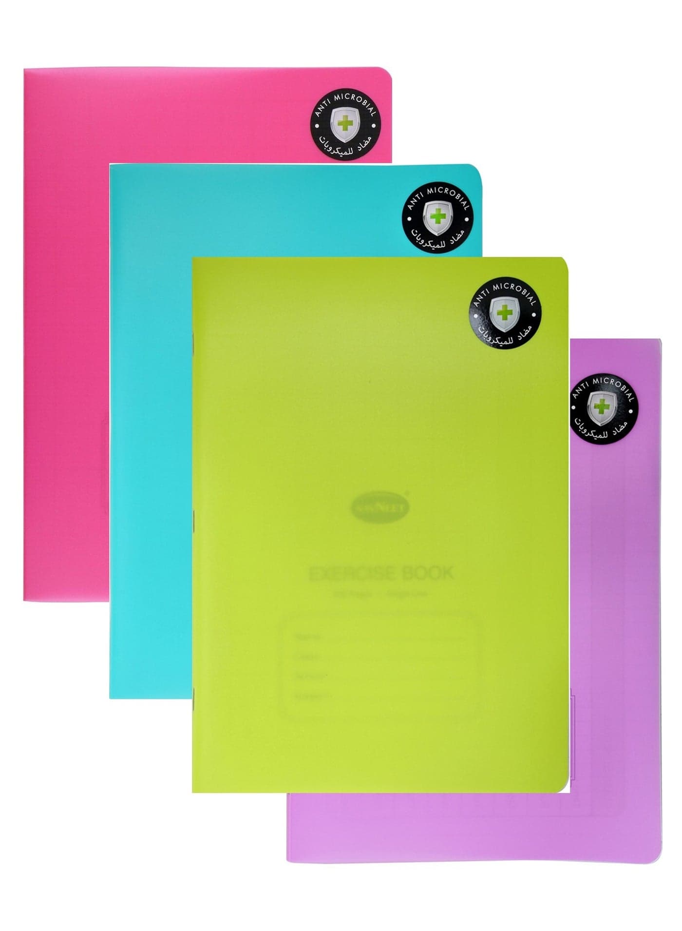 4-Piece A4 Size Single Line Exercise Book 200 Pages With PVC Cover Multicolour