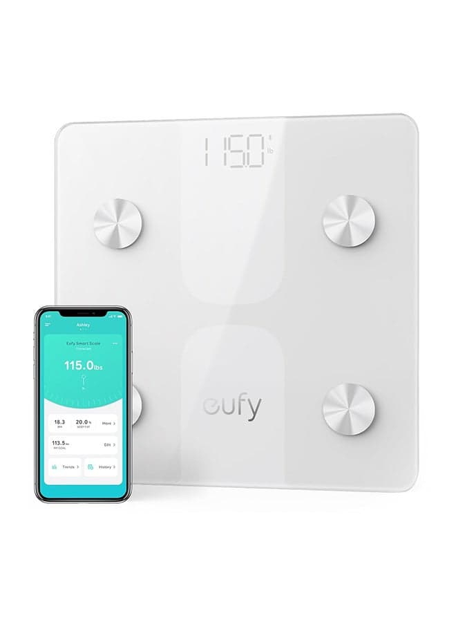 eufy Smart Scale C1 with Bluetooth, Body Fat Scale, Wireless Digital Bathroom Scale, 15 Measurements, Weight/Body Fat/BMI, Fitness Body Composition Analysis,White, lbs/kg