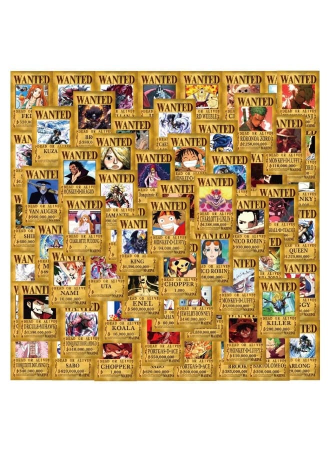 110 PCS Anime One Piece Wanted Warrant Stickers,Waterproof Unrepeated Cartoon Stickers for Laptop,Skateboard, Water Bottles,Computer,Phone,Guitar, Stickers for Kids Teens Adult