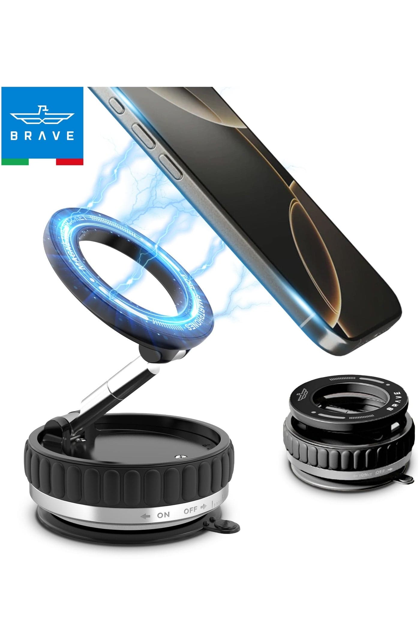 Magnetic Car Phone Holder Compatible with MagSafe - Strong N52 Magnets, Ultra-Vacuum Suction Cup, 360° Rotation & Foldable Design - Universal Car Mount for Dashboard, Windshield, Rearview Mirror, Kitchen & Gym - Compatible with iPhone Air, 17/17 Pro/17 Pro Max, 16/15/14/13/12, Galaxy S25/S24/S23 Ultra, Pixel 9/8/7 and All Android Phones