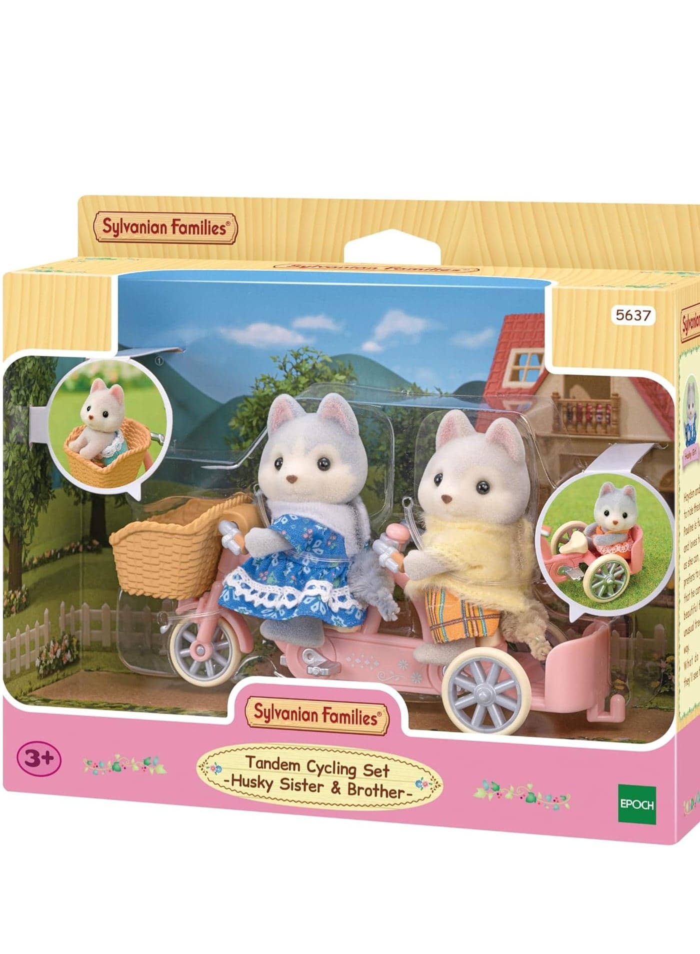 Tandem Cycling Playset - Doll Sister and Brother with Tandem Bicycle for Roleplay