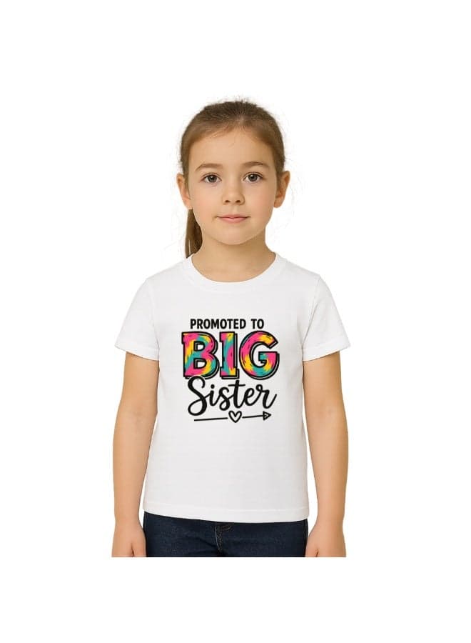 BigSister T-Shirt For Girls–Printed Graphic Round Neck T-Shirt–Soft Cotton Short Sleeve Tee–Ideal For Big Sister Announcements And Casual Outfits