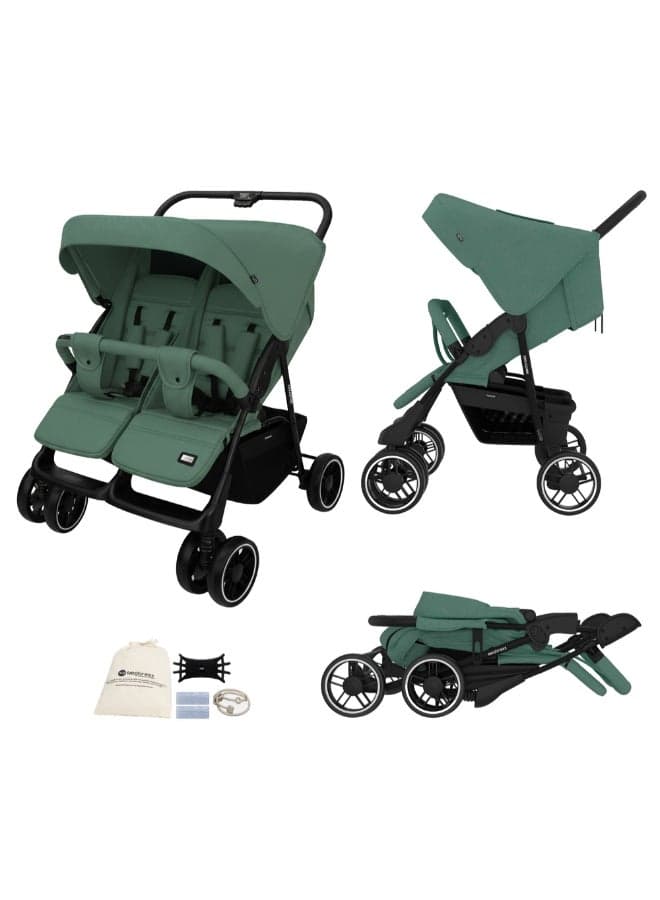 DUADX Sibling/Twin/Double Side by Side Baby Toddler Stroller, Compact Baby Trolley Pushchair, One-Hand Fold, Waterproof UPF 50+ Canopy, 0-3yrs, 30kg, 3yrs Warranty
