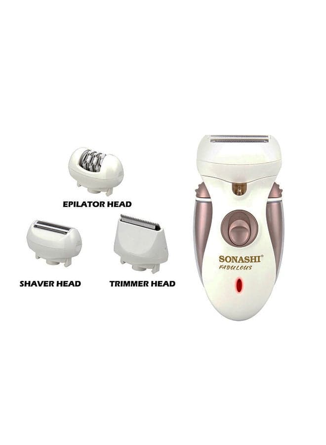 Detachable Shaver Epilator And Trimmer Head With Sharp Stainless Steel Blades Washable Accessories 2 Speed Settings On And Off Switch LED Light Continuous Working Time of 45 Mins SLD-824 Multicolour