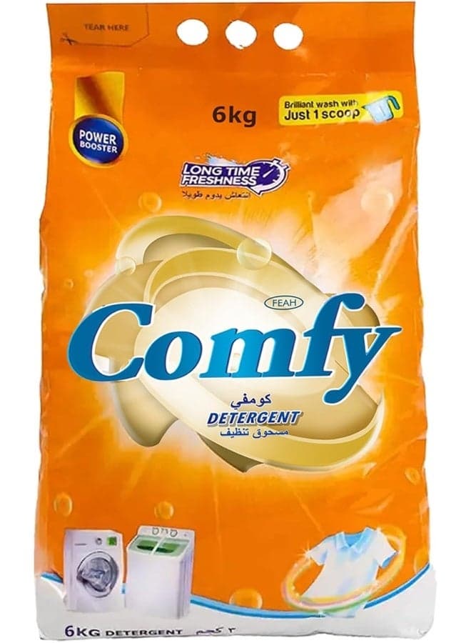 Feah Comfy Detergent Powder 6 kg | Deep Cleaning Formula | Color Protection | Long-Lasting Freshness | Family Value Pack