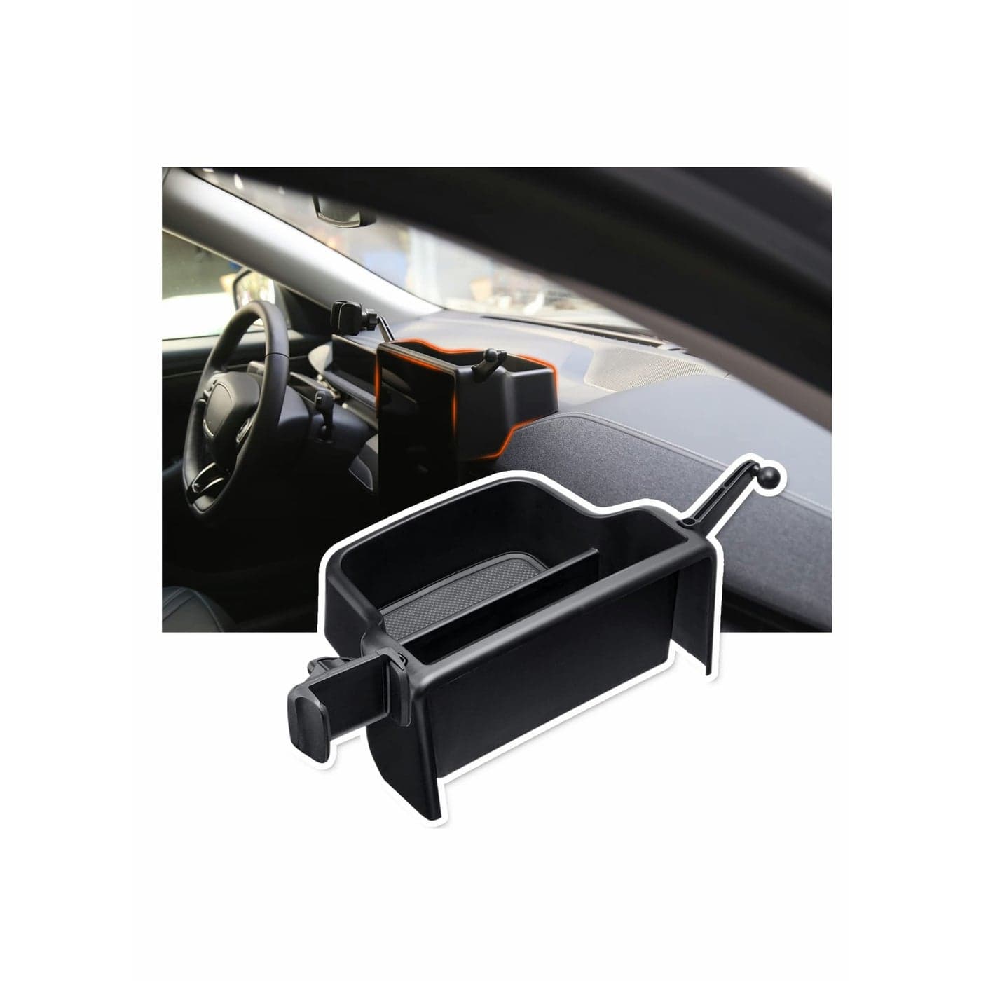 For Ford Mustang Mach-E 2021 2022, Center Console Dash Storage Tray Organizer with Cellphone Holder Inserts Dashboard Storage Box Accessories