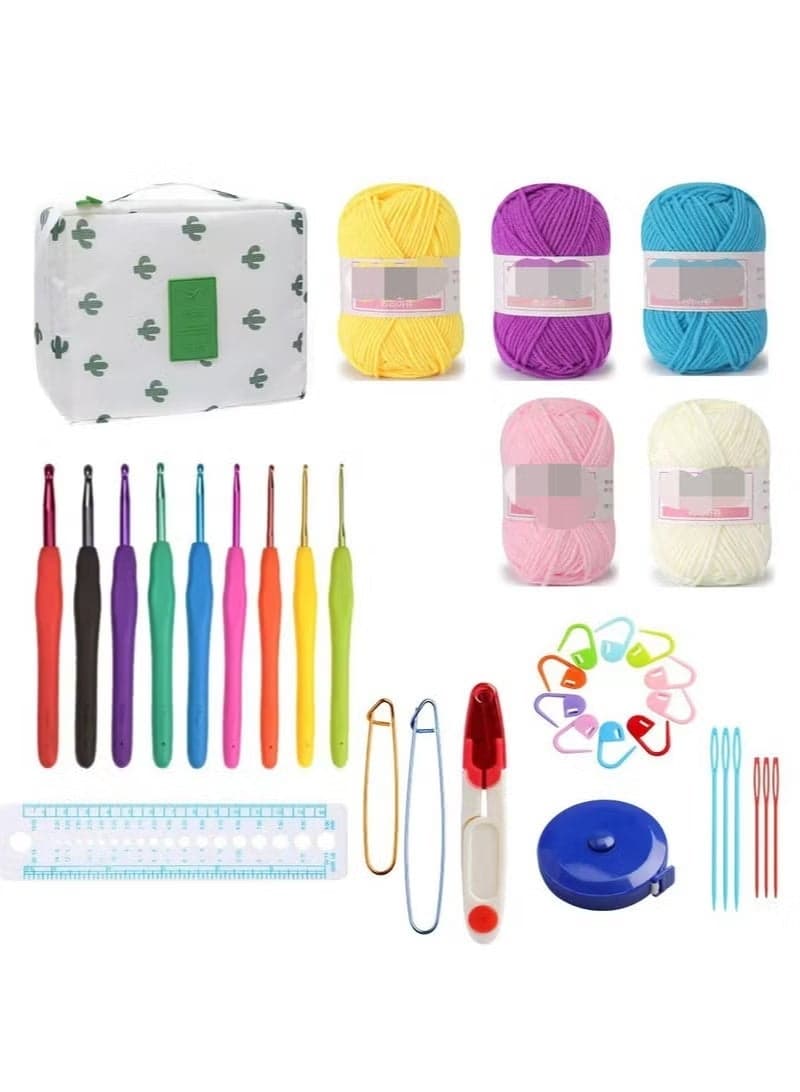 36 Piece Crochet Kit with Crochet Hooks Yarn Set Starter Pack For Kids Adults Beginner Professionals