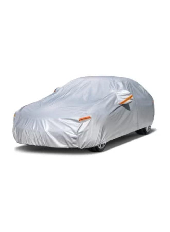 All-Weather Waterproof Car Cover for Sedan | UV Sun Protection, Heavy-Duty Outdoor Full Body Cover with Soft Cotton Lining, Windproof Straps, Zipper Door Access | Universal Fit for Most Sedans – Dustproof, Scratch-Resistant, Rainproof