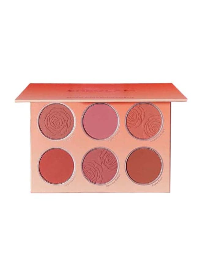 Floral Flush Blush Palette 6-Color Pressed Powder Blush Palette High Pigment Non-Fading Long Lasting Natural Matte Lightweight Blusher Fading Long Lasting Natural Matte Lightweight Blusher