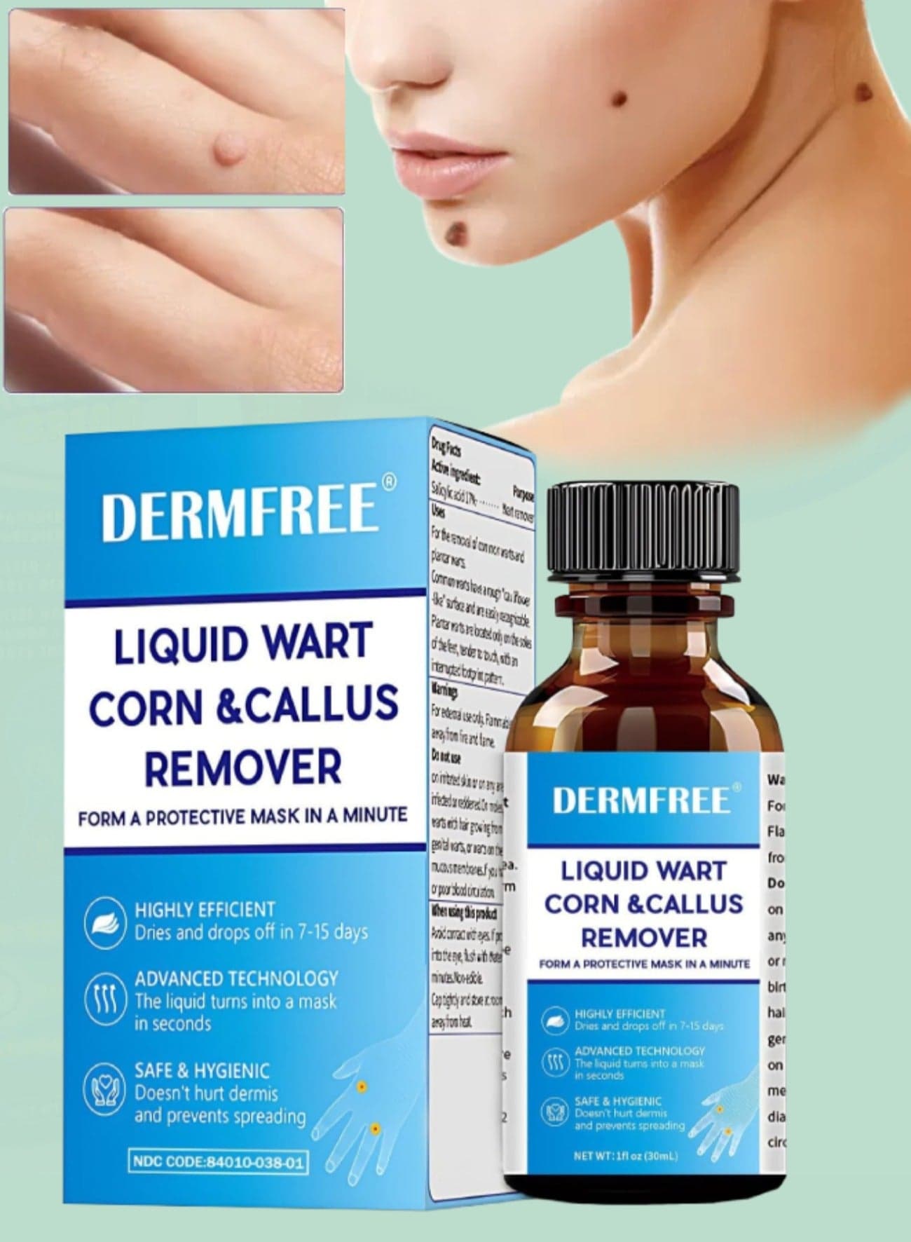 Liquid Wart Corn and Callus Remover Fast Action Wart Remover Warts Removal Liquid with Salicylic Acid Remove Plantar Warts Common and Flat Wart Feet Corn Callus Treatment Liquid 30ml