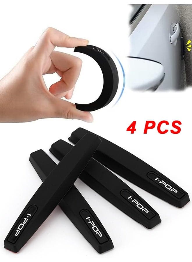4PCS Door Guards, Rubber Door Protectors With Silicone, Anti-Collision, Scratch Resistant, And Scratch Resistant Decorative Strips, Suitable For All Vehicle Side Doors, Soft, High Viscosity, Waterproof, Heat-Resistant, And Wear-Resistant (Black)