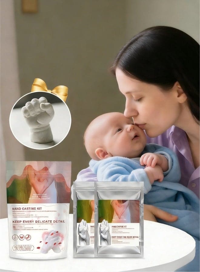 Hand Mold Powder, Fast Curing Casting Material, Skin Safe Kit, 5.51x7.87 Inches for Children and Adults, Easy Use Formula for Family Keepsake Crafts at Baby Handprint Art Projects